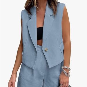 NWOT Sleeveless Blazer and Shorts Set
